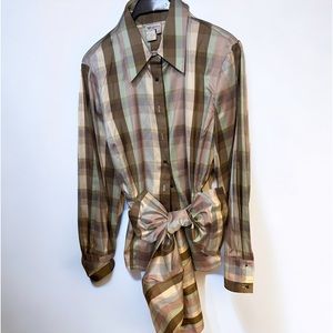 100% silk blouse with tie Worth